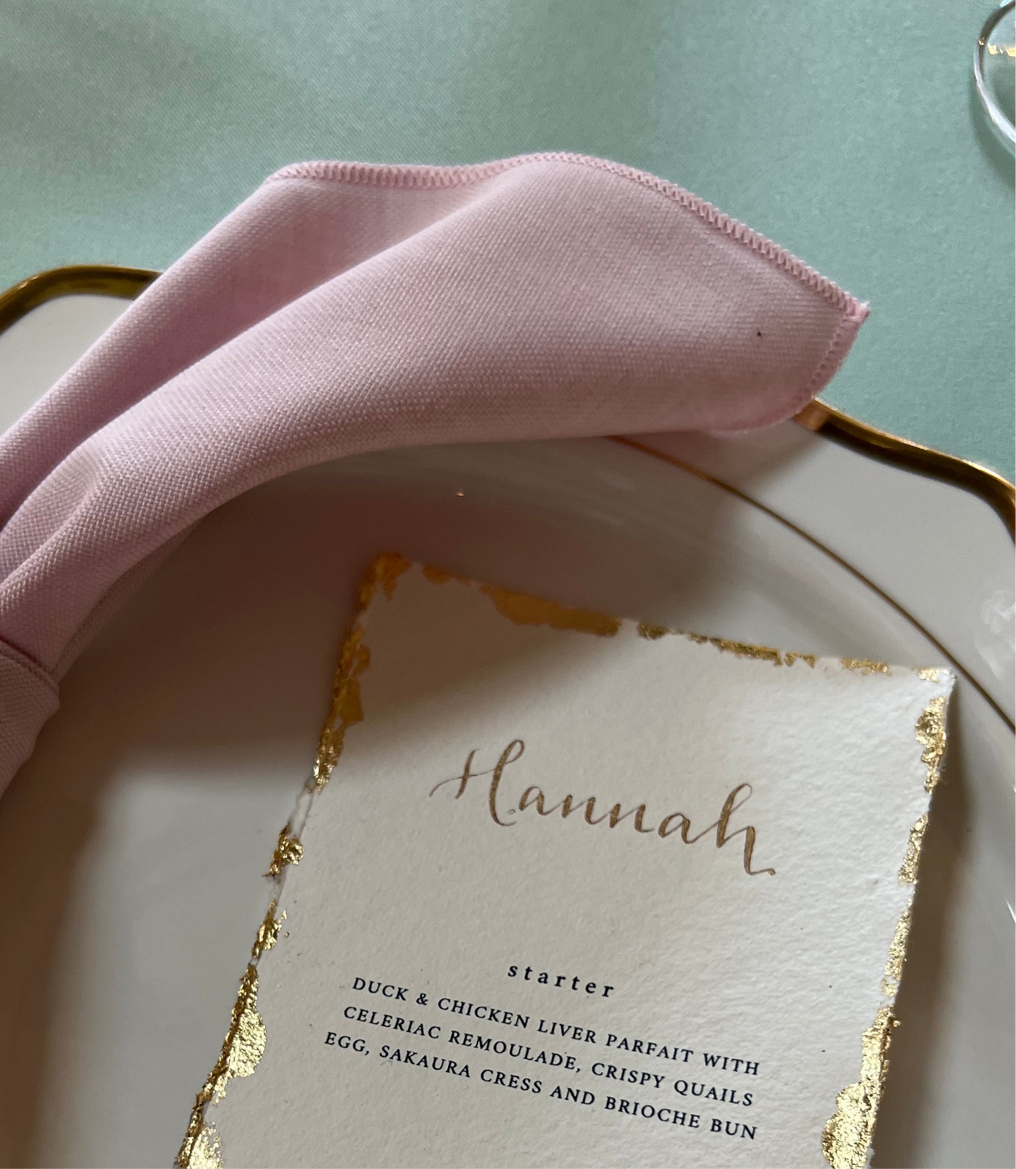 Gold Leaf Cotton Paper Menu