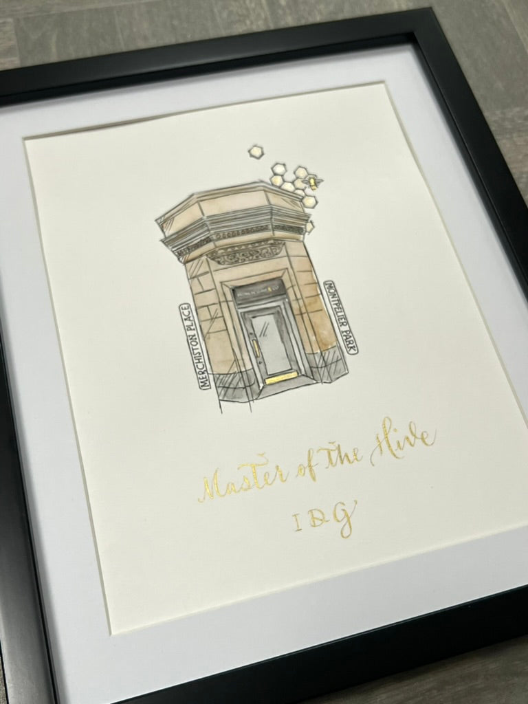 Business or Home Modern Style - Ink and Watercolour Painting