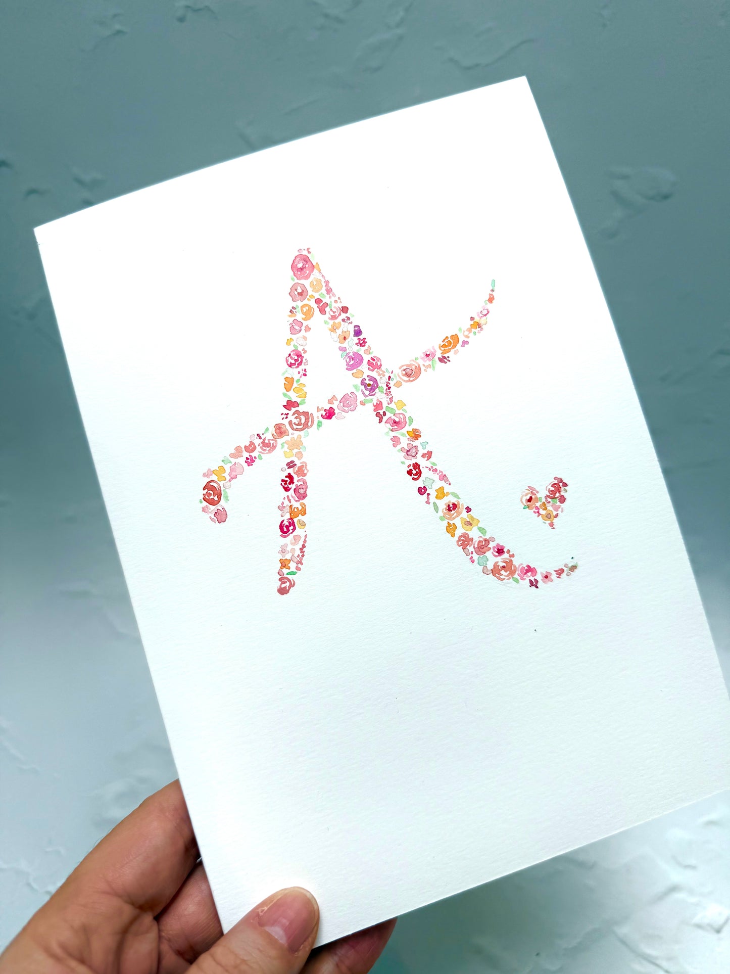 Floral initial with love heart