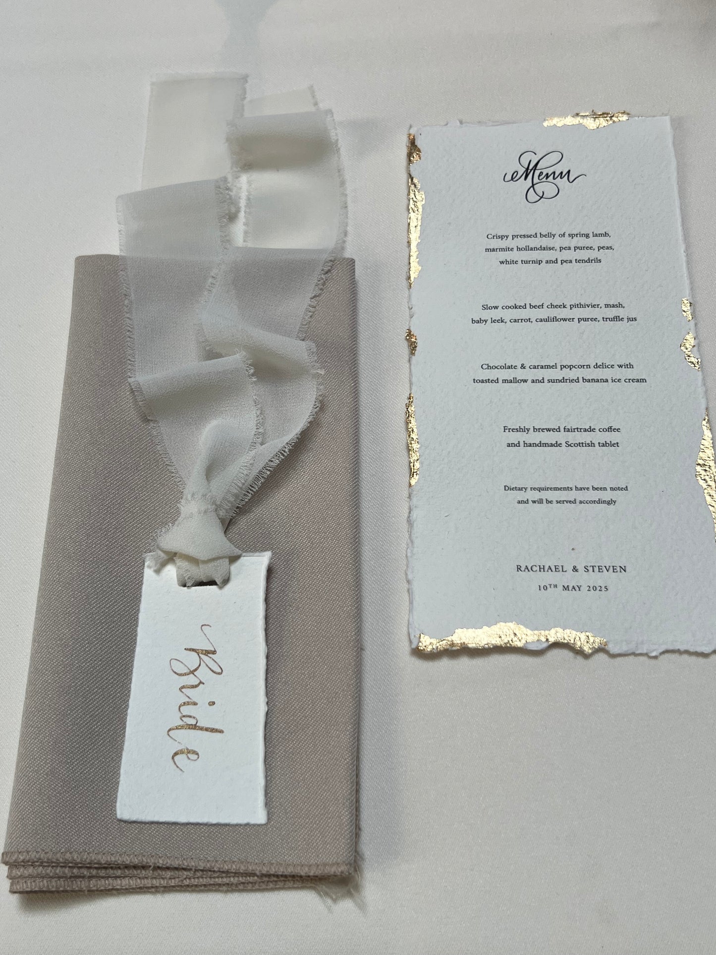 Gold Leaf Cotton Paper Menu