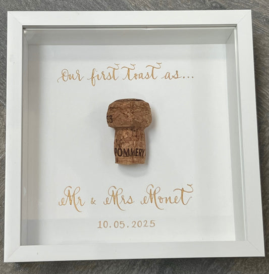 First toast framed cork gift