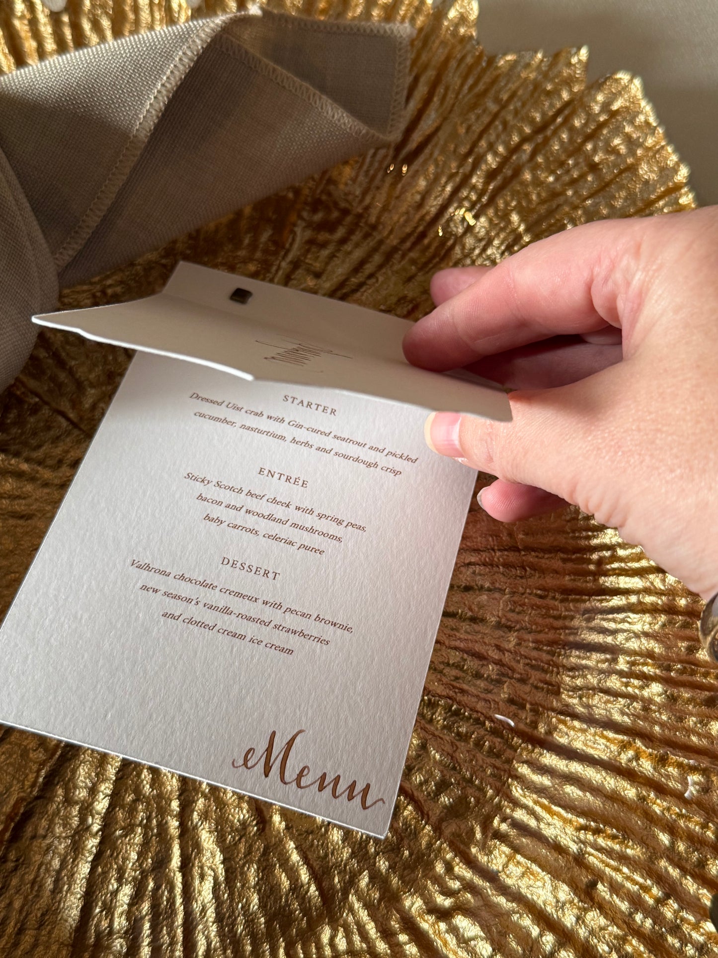 Elegant layered menu place card