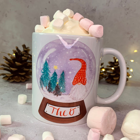 Personalised Watercolour Gonk Snowglobe Mug