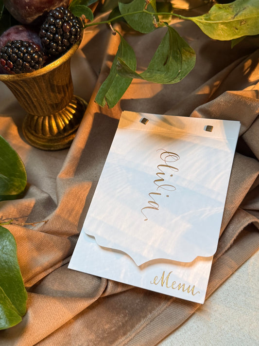 Elegant layered menu place card