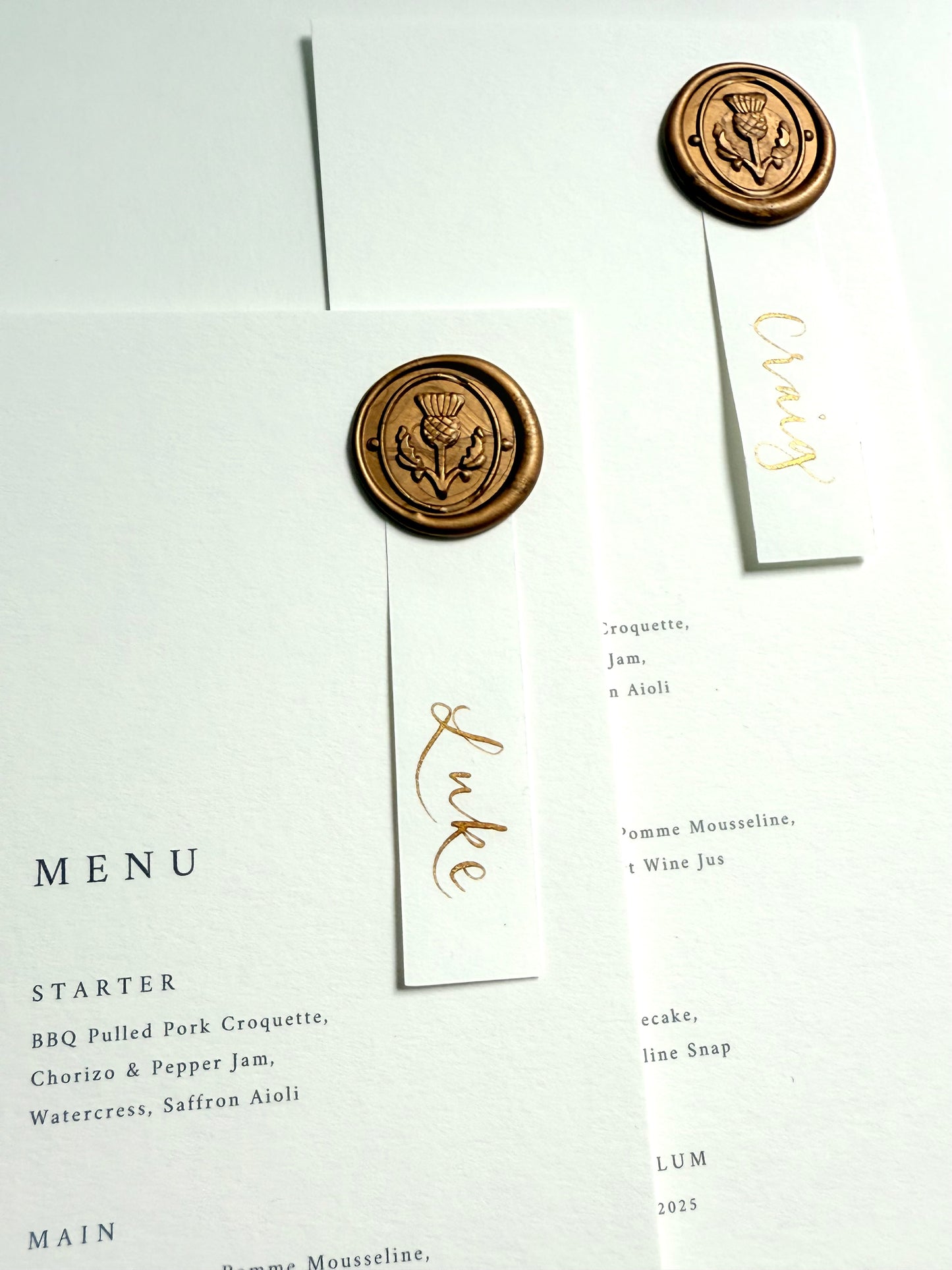 Tall Wax-Sealed Calligraphy Menus