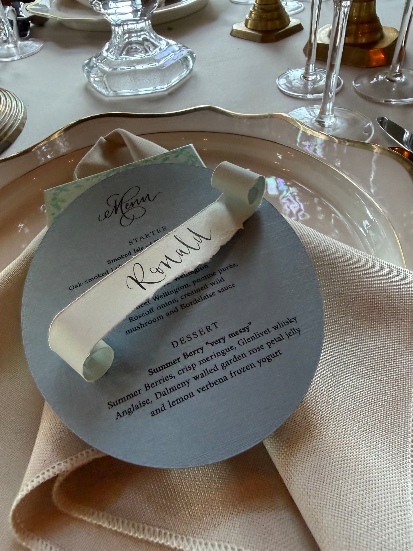 Handwritten place card scrolls