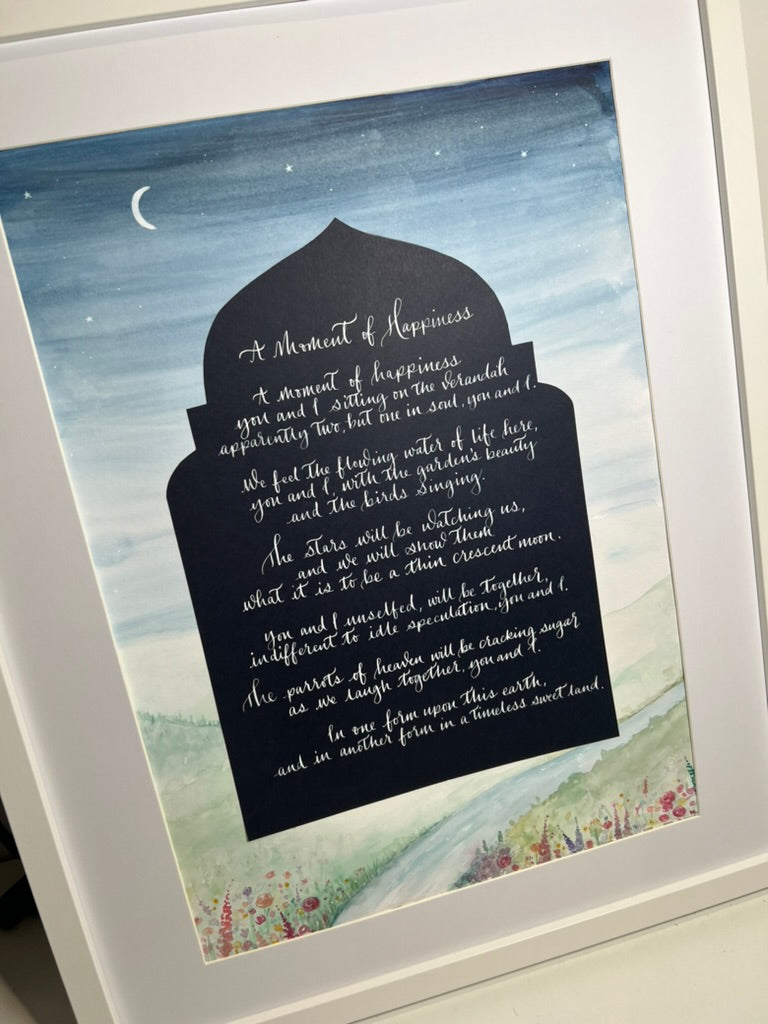 Bespoke poem calligraphy with watercolour