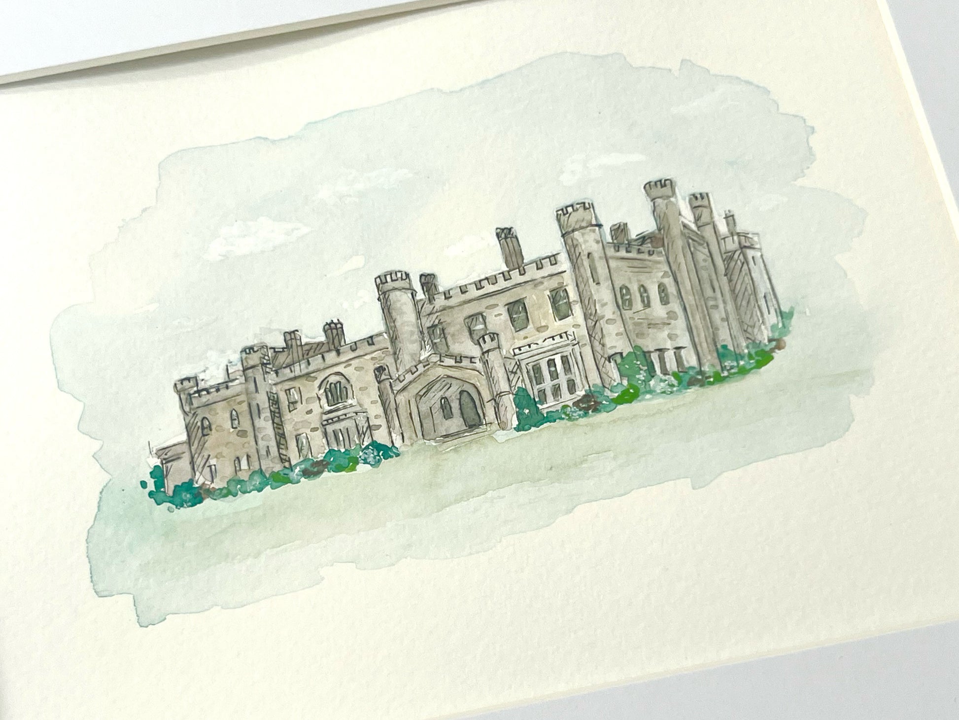 Dundas castle, Edinburgh, framed original watercolour painting