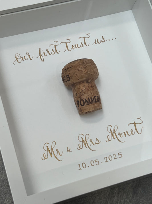 First toast framed cork gift