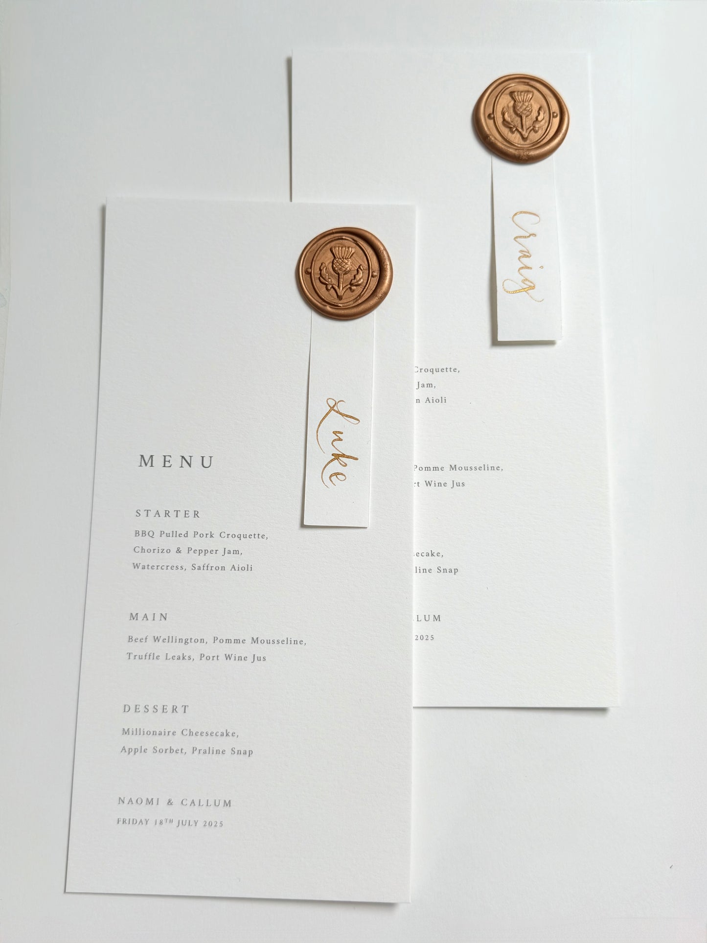 Tall Wax-Sealed Calligraphy Menus
