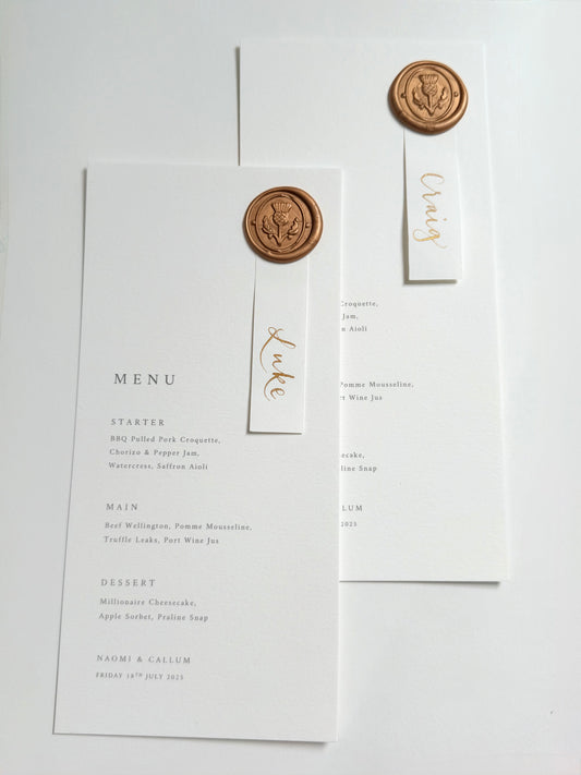 Tall Wax-Sealed Calligraphy Menus