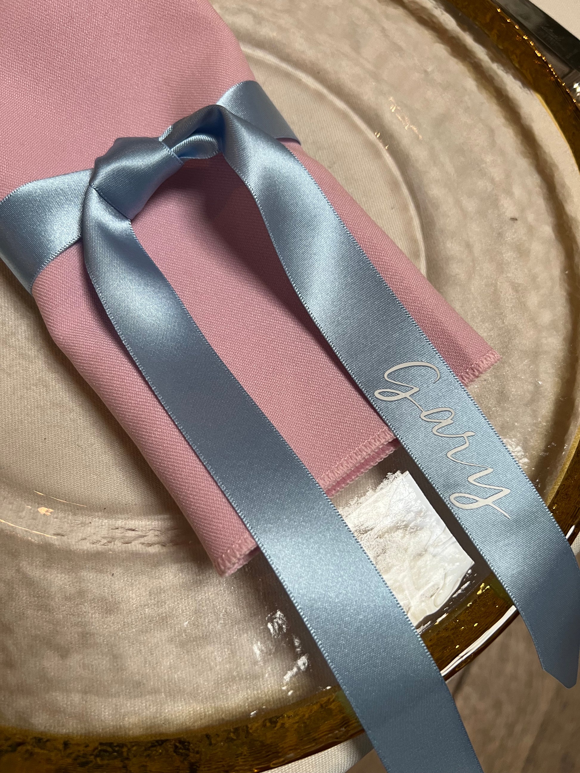 Name Ribbon tied around napkin
