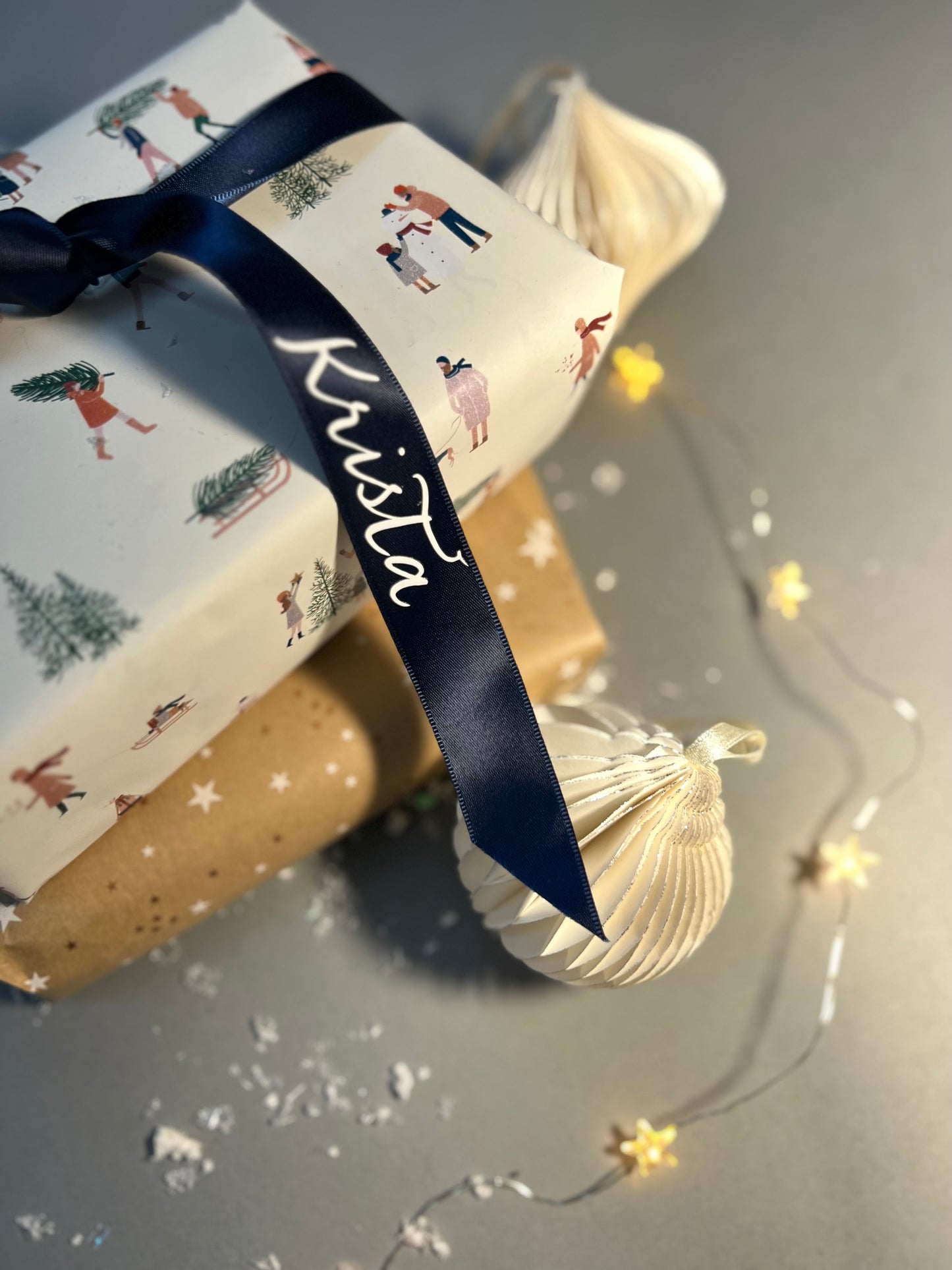 Personalised Gift Ribbon Navy with white lettering