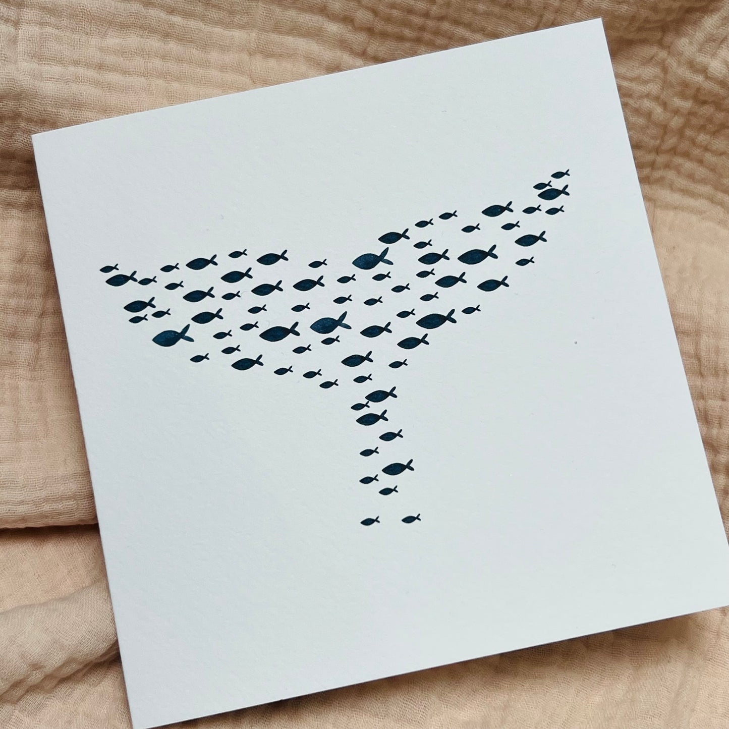 whale tail greetings card - shape of tail made up of little fish