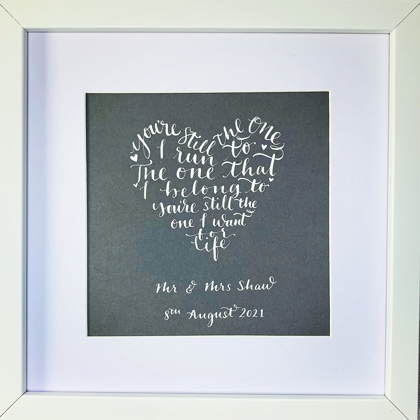 Custom Shape Calligraphy in Frame
