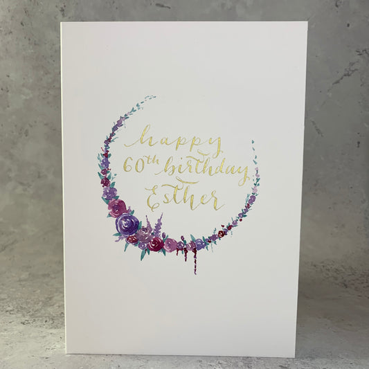 Handpainted floral wreath - birthday, anniversary, thank you...