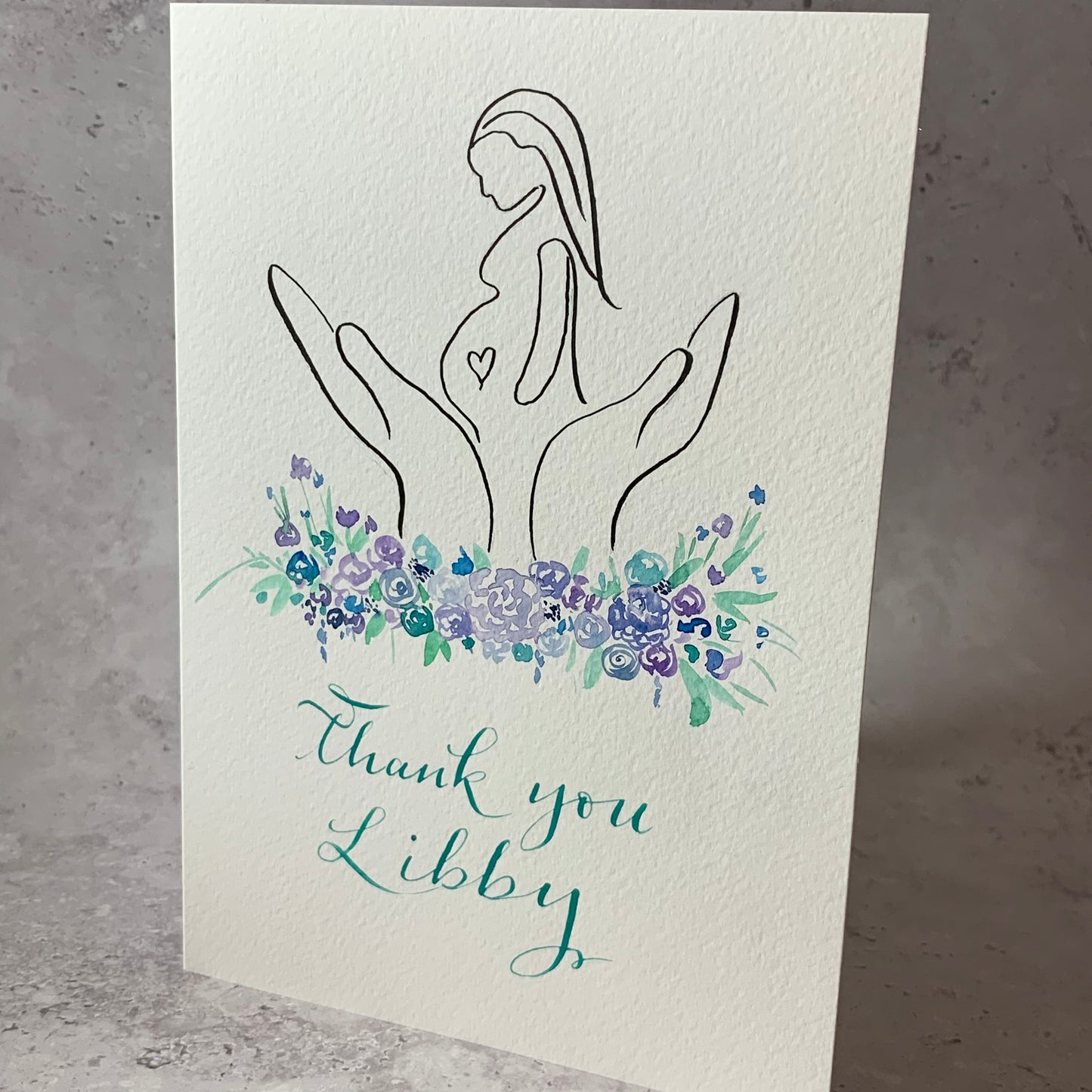 Thank you Midwife card hand painted