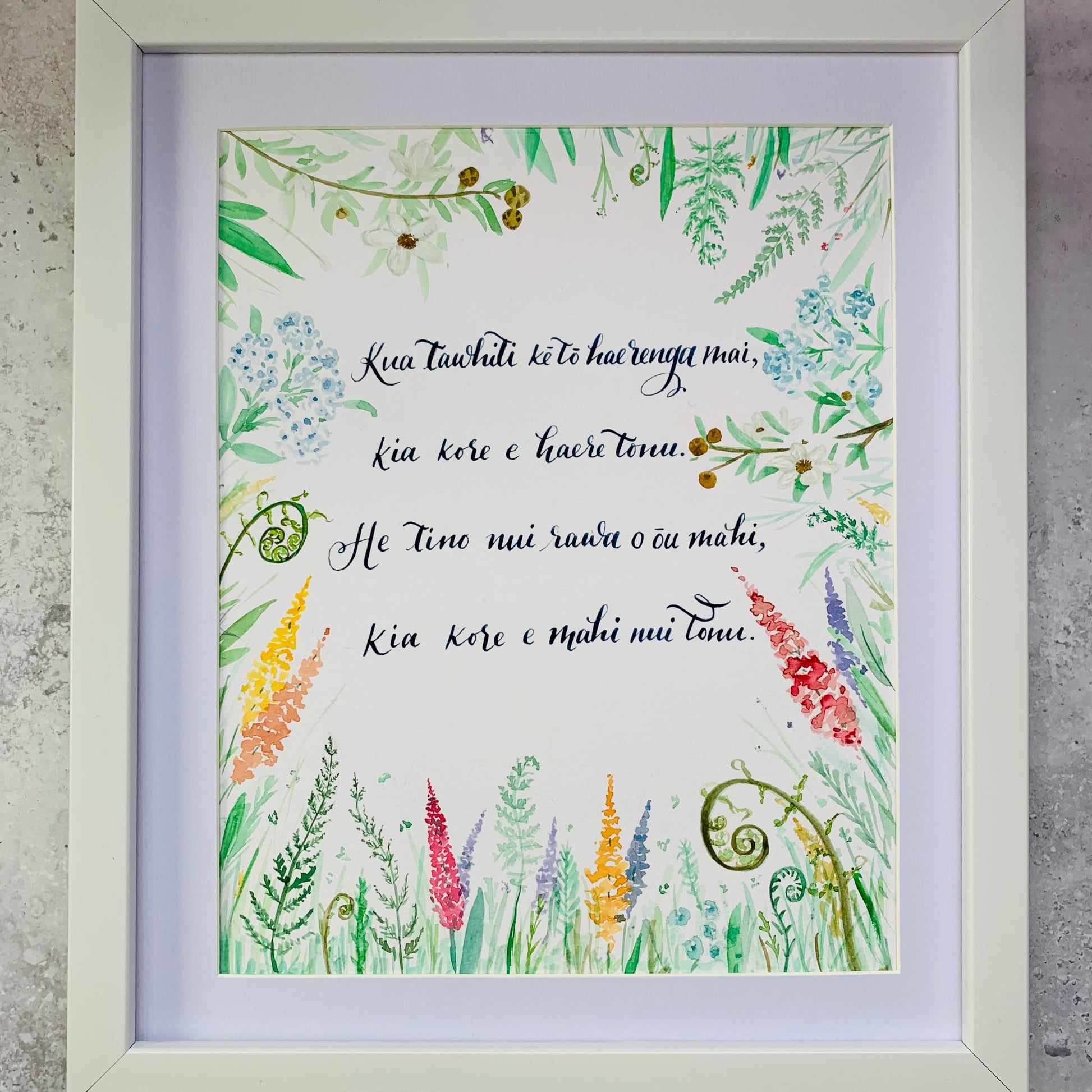 Gaelic poem calligraphy and watercolour