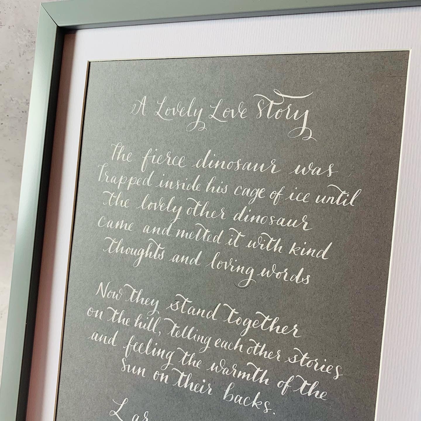 Bespoke love poem framed