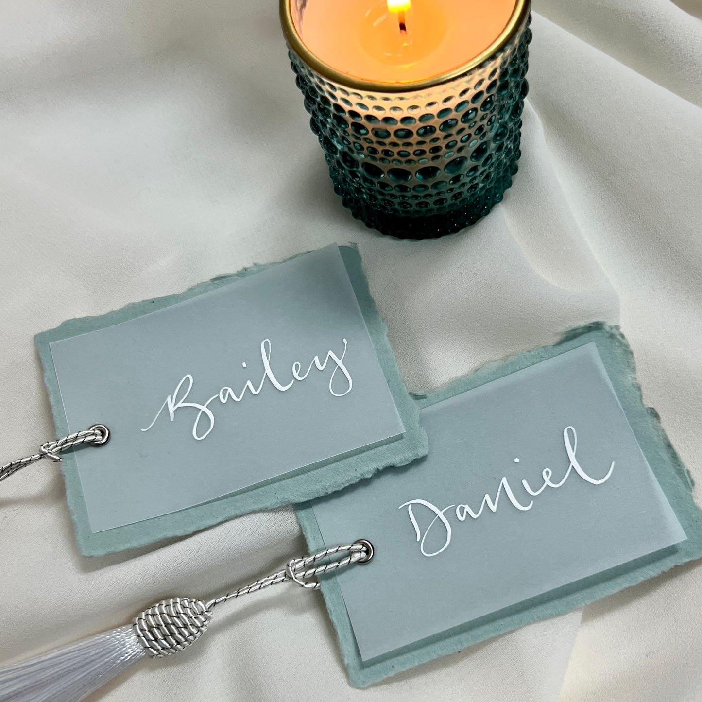 Cotton Paper tassel place cards