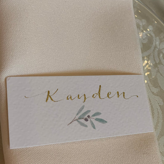 Olive Foliage Branch Place Card