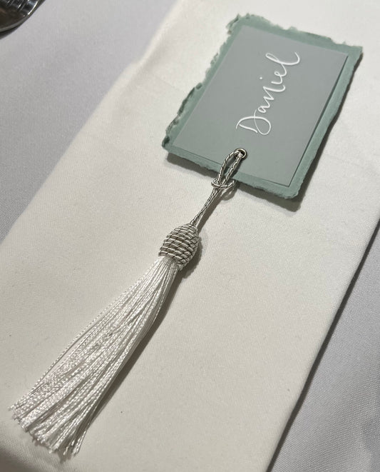 Cotton Paper tassel place cards