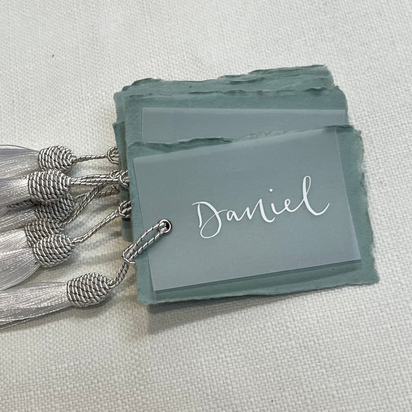 Cotton Paper tassel place cards