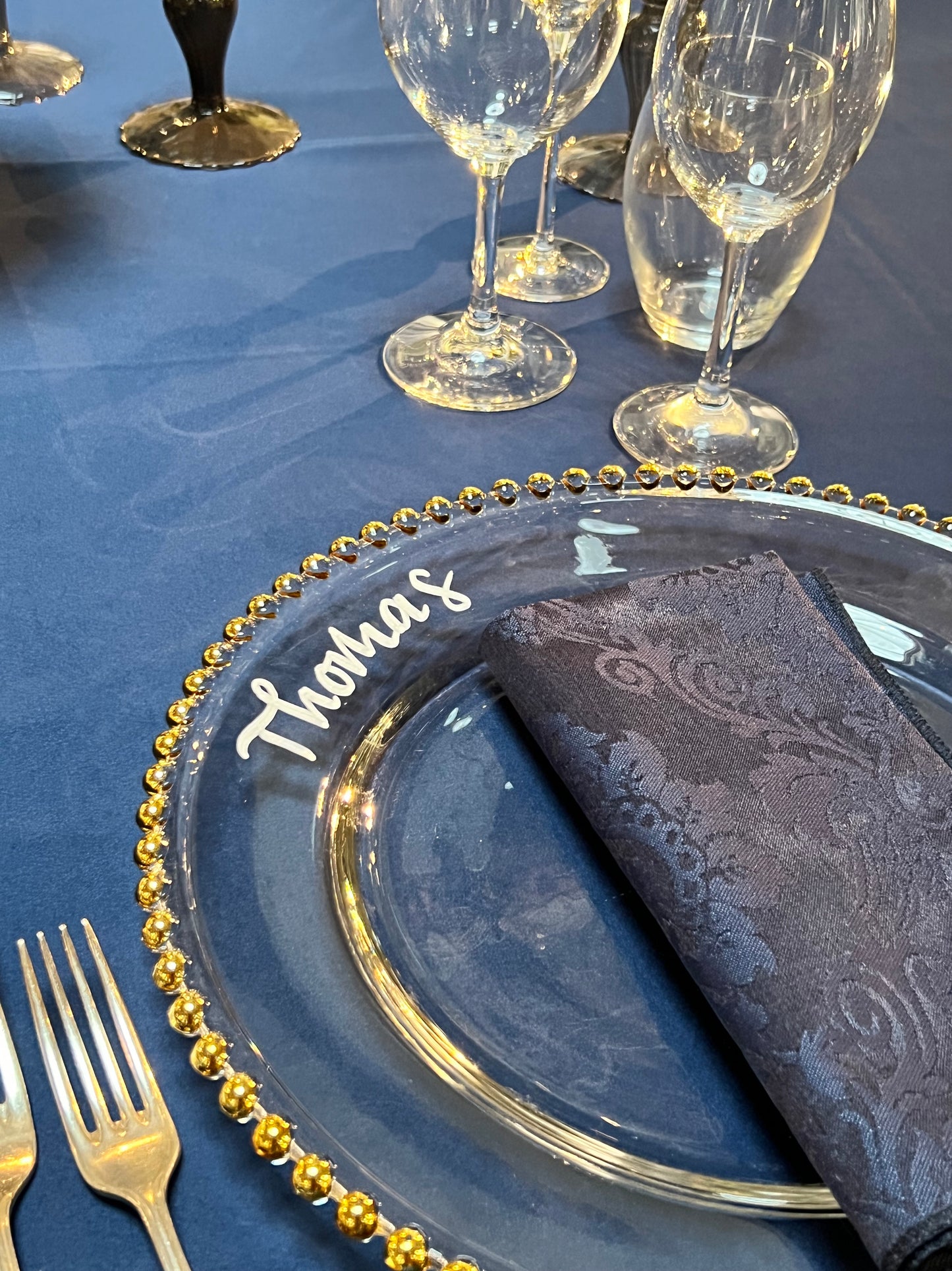 Handwritten Name on Charger Plate