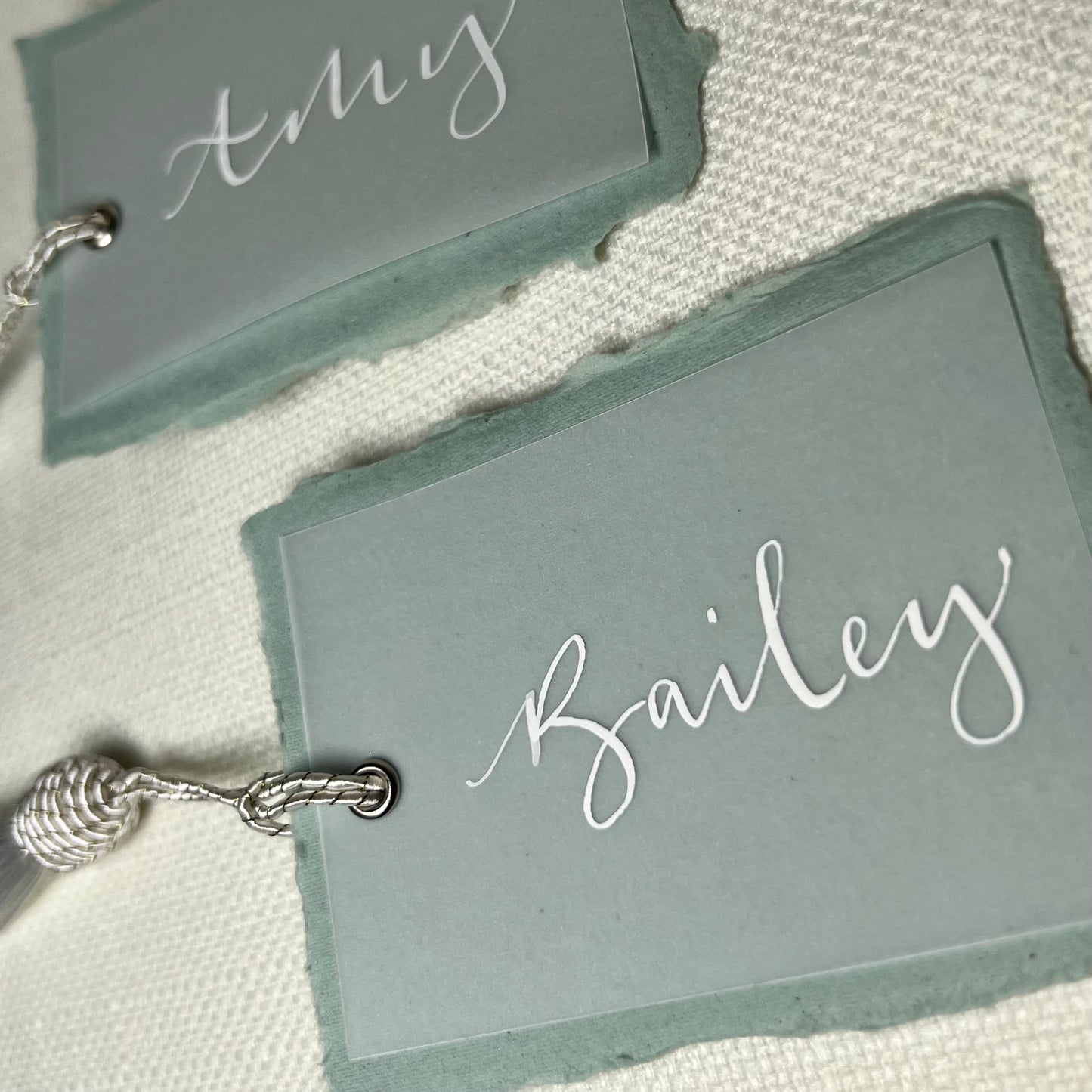 Cotton Paper tassel place cards