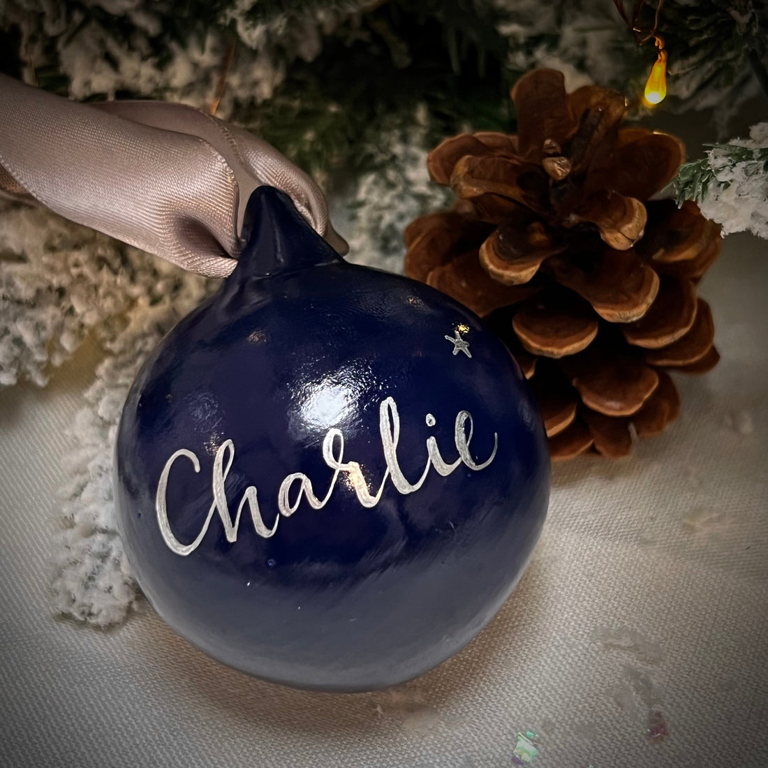 Personalised Christmas Bauble with Calligraphy