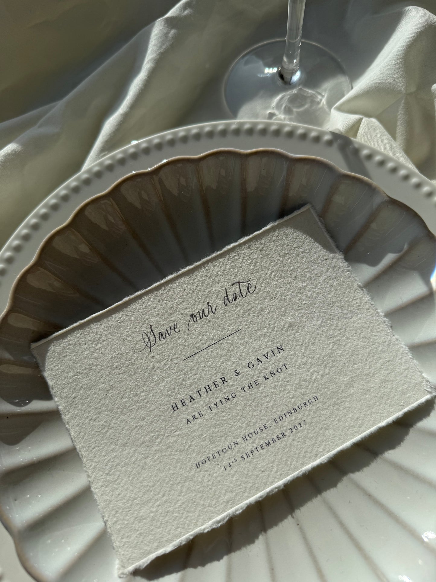 Handmade Cotton Paper Save our Date