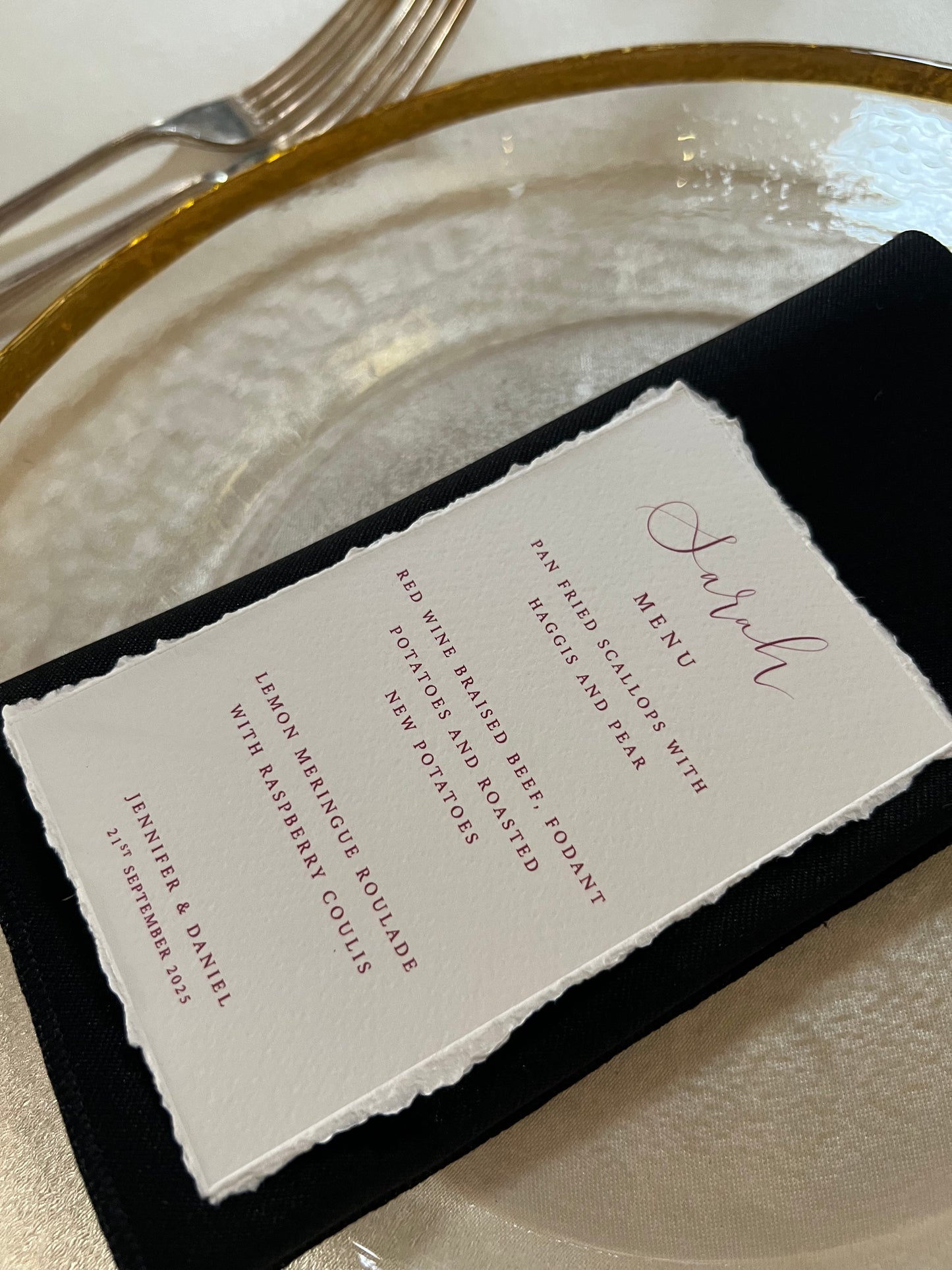 Torn Edge Personalised Menus