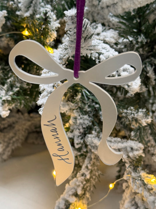 Personalised Acrylic Bow Bauble
