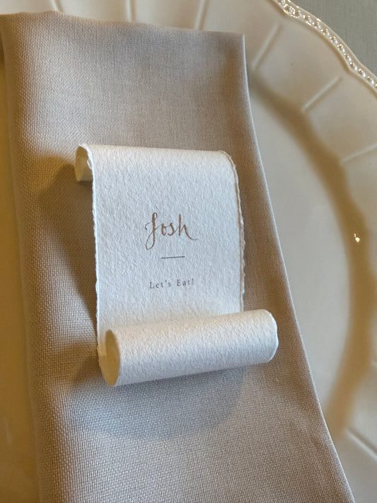 Personalised Cotton Paper Menu Scrolls
