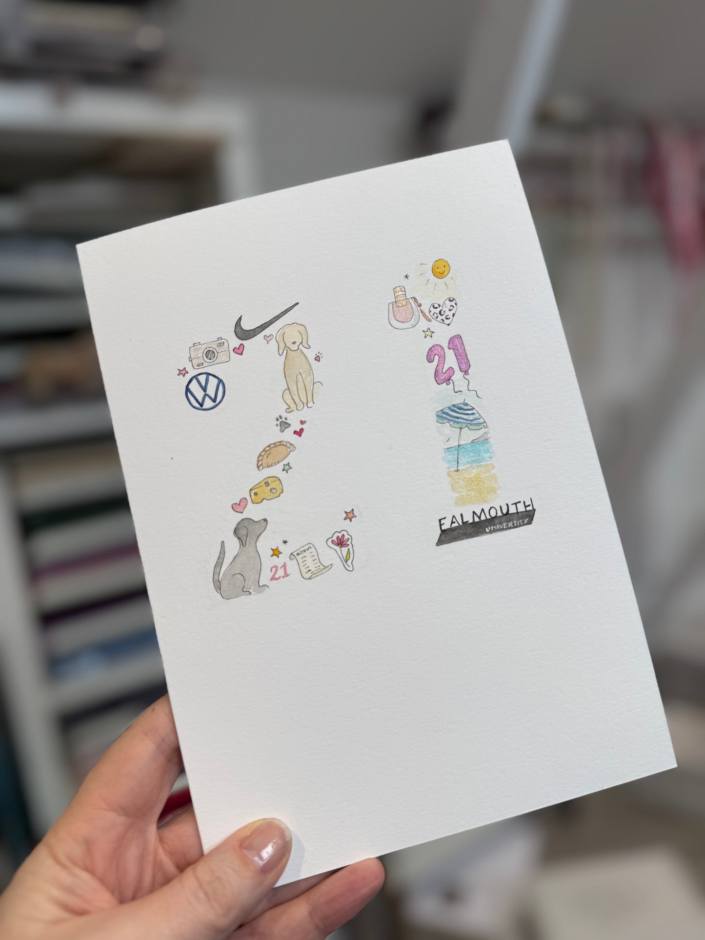 Doodle number or letter card - for birthday, anniversary, baby