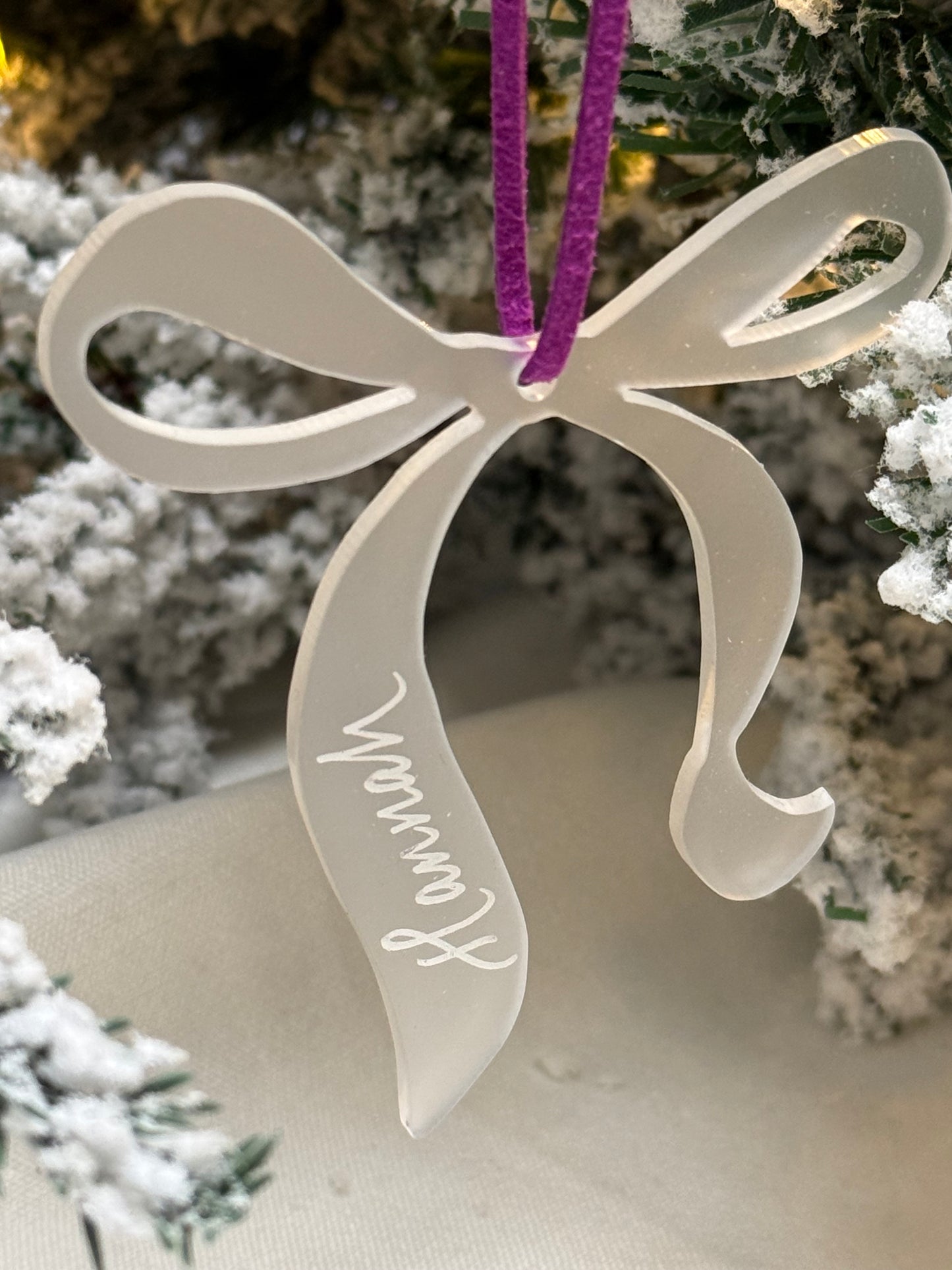 Personalised Acrylic Bow Bauble