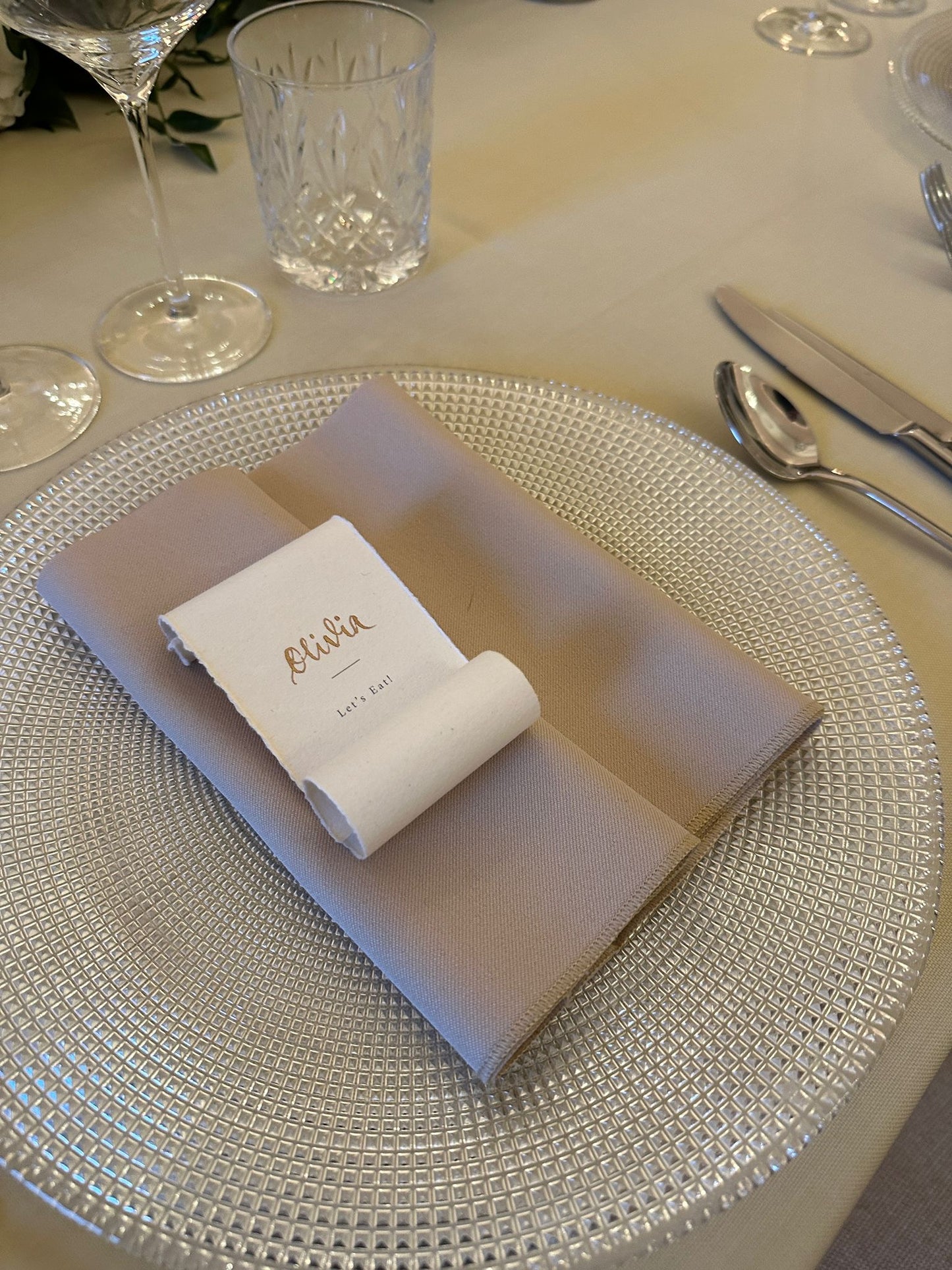 Personalised Cotton Paper Menu Scrolls