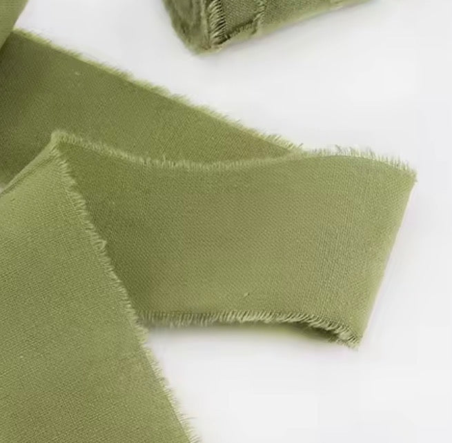 Personalised Frayed-Edge Linen Ribbon Place Cards