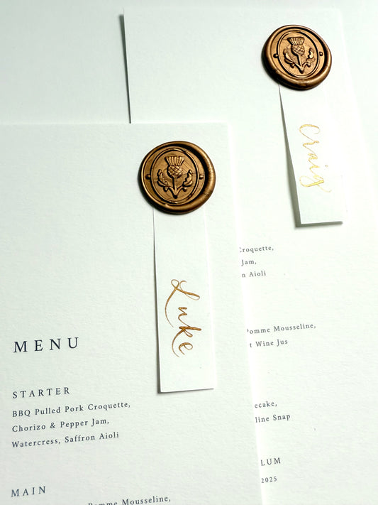 Tall Wax-Sealed Calligraphy Menus