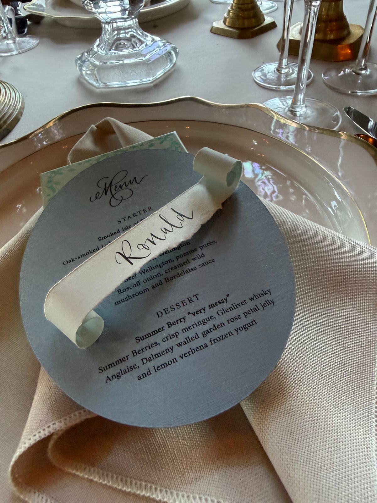 Handwritten place card scrolls