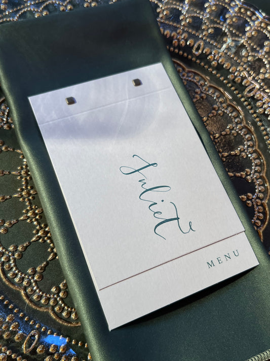 Personalised Menu Card with Calligraphy Name