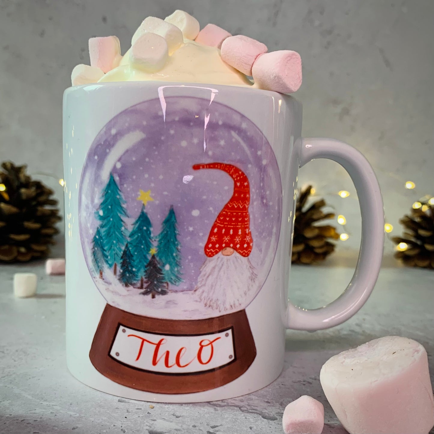 Personalised Watercolour Gonk Snowglobe Mug