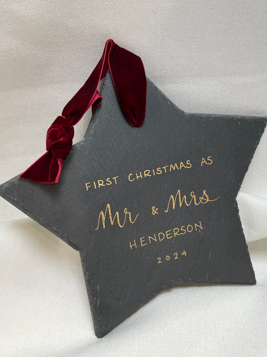 Large Personalised Christmas Slate Star