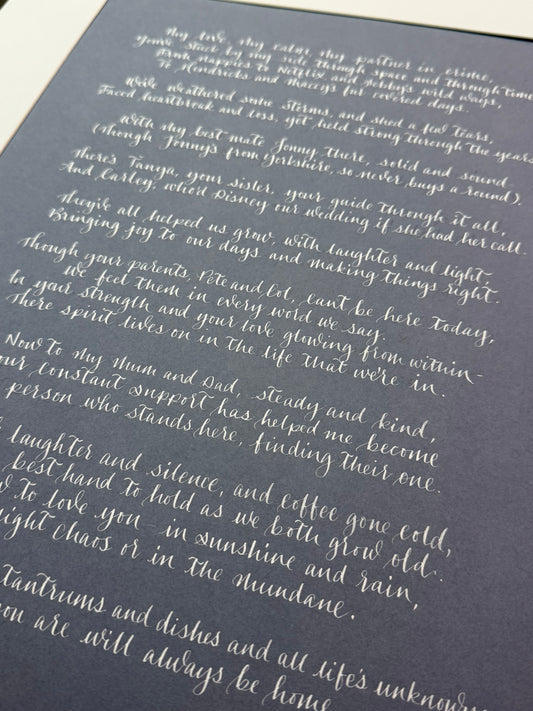 Lettering for framed calligraphy 