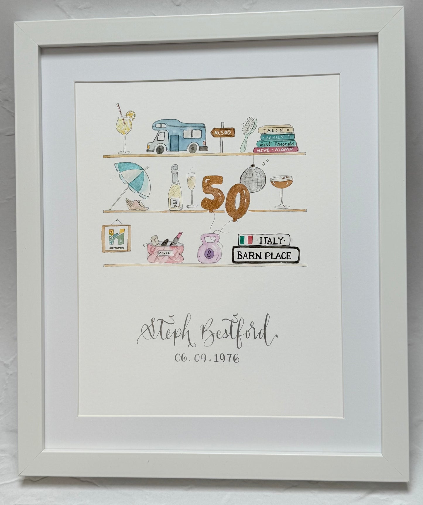 Personalised Doodle Shelves Illustration