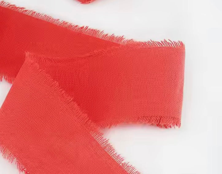 Personalised Frayed-Edge Linen Ribbon Place Cards