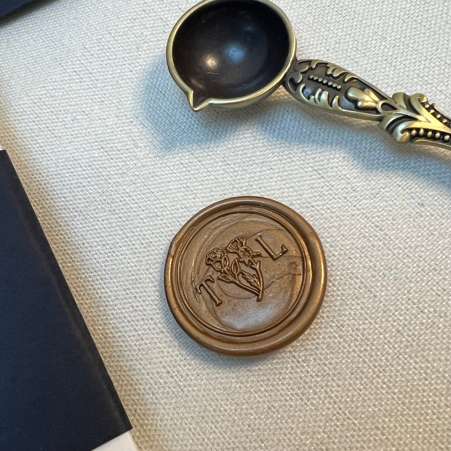 Gold Wax seal with wax melting pot