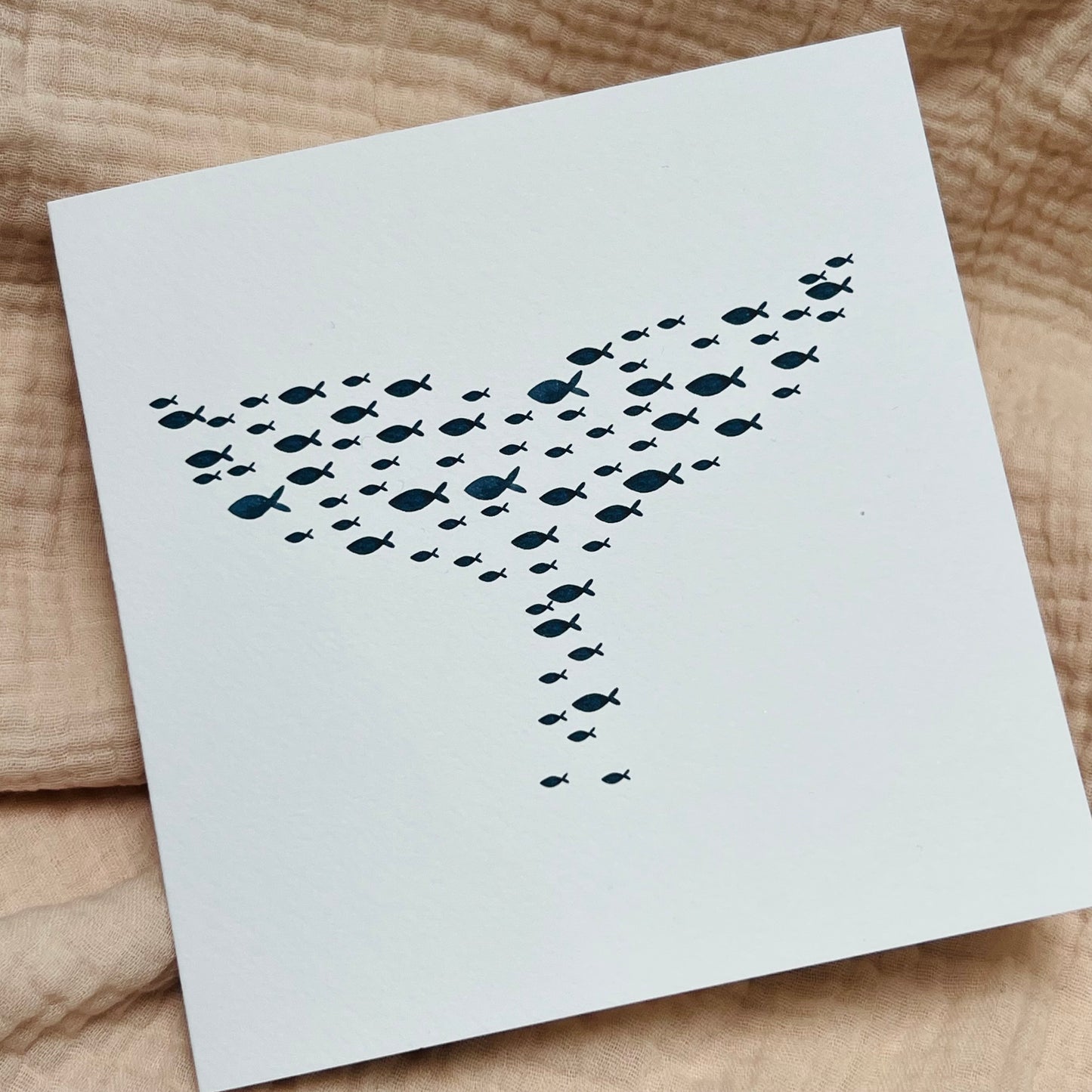 whale tail greetings card - shape of tail made up of little fish