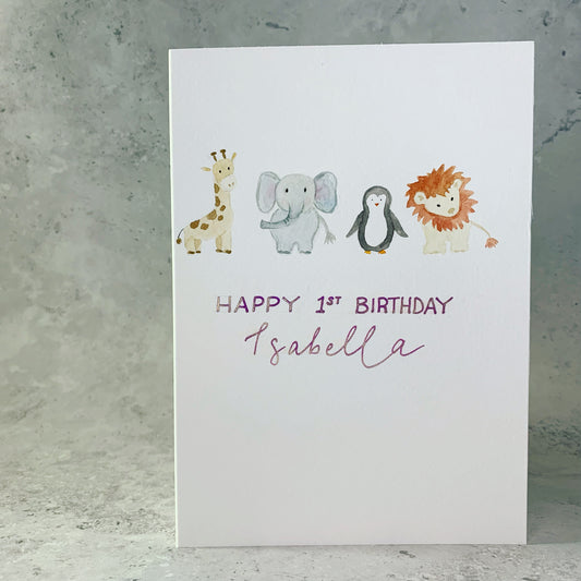 Animal card - birthday or baby design