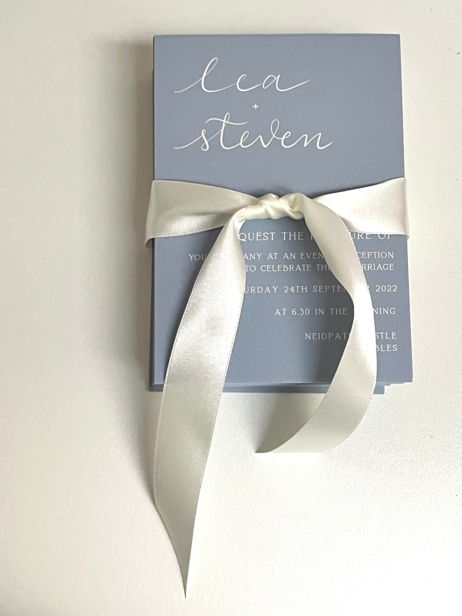 Dusty Blue wedding invitations – MagentaInkCalligraphy